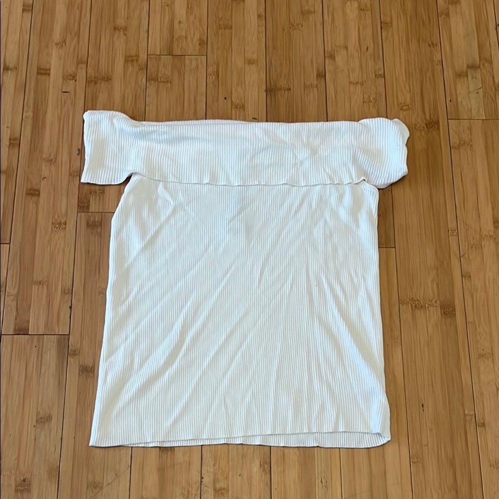 Express White Off-the-Shoulder Sailor Collar Blouse